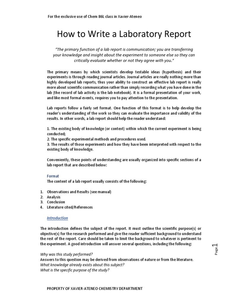 How to write a lab report PDF