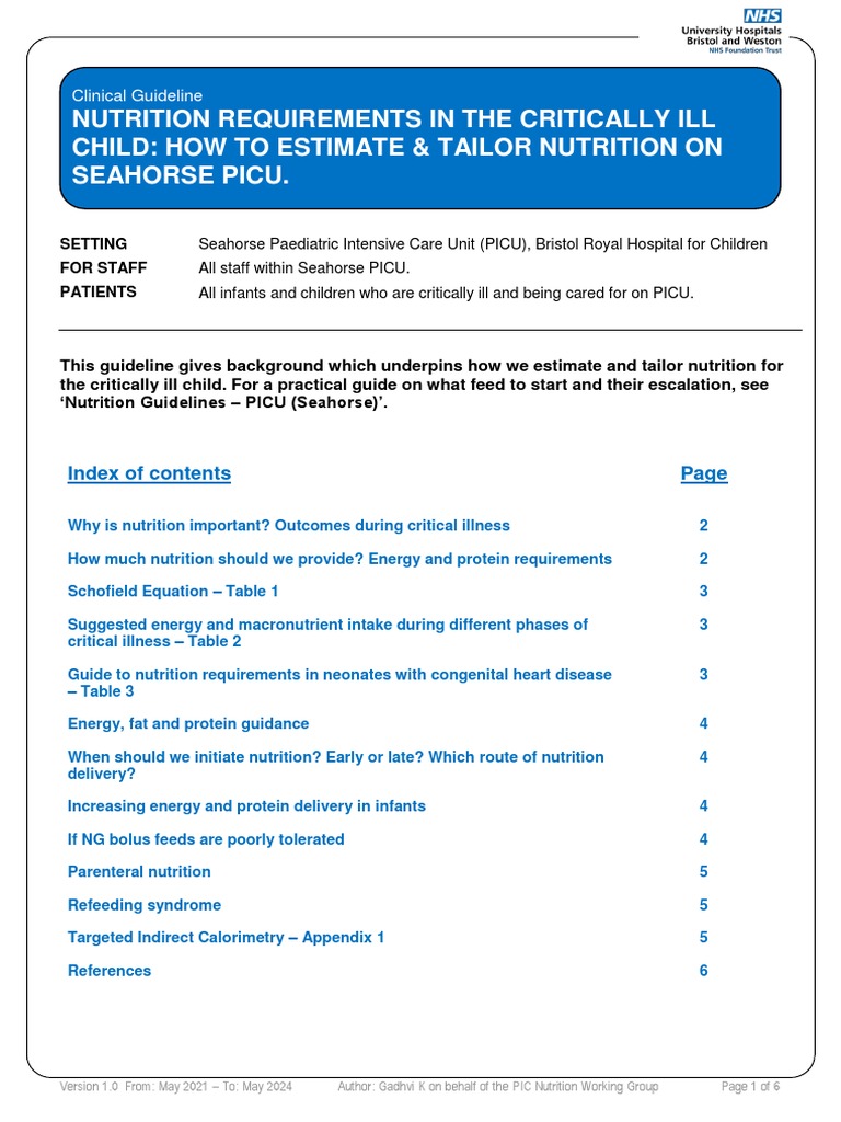 Pediatric Nutrition Guidelines in PICU | PDF | Intensive Care Medicine ...