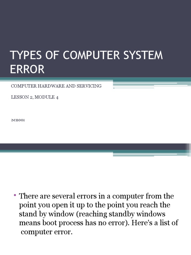 Types of Computer System Errors | PDF | Operating System | Booting