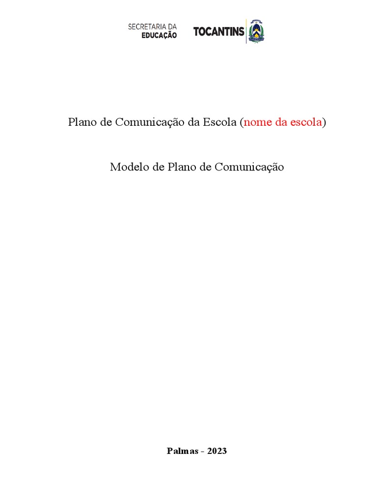 Modelo Plano De Comunicação Pdf Pdf Comunicação Informação