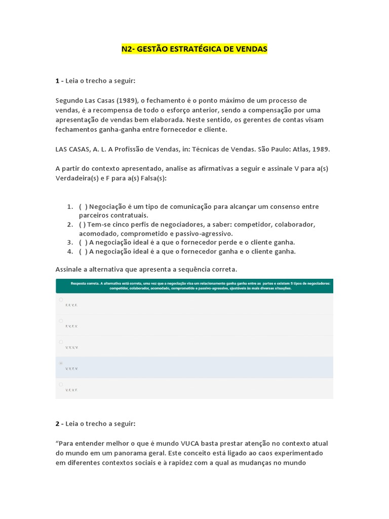 Gestão Estratégica de Vendas e Negociação | PDF | Marketing | Negociação