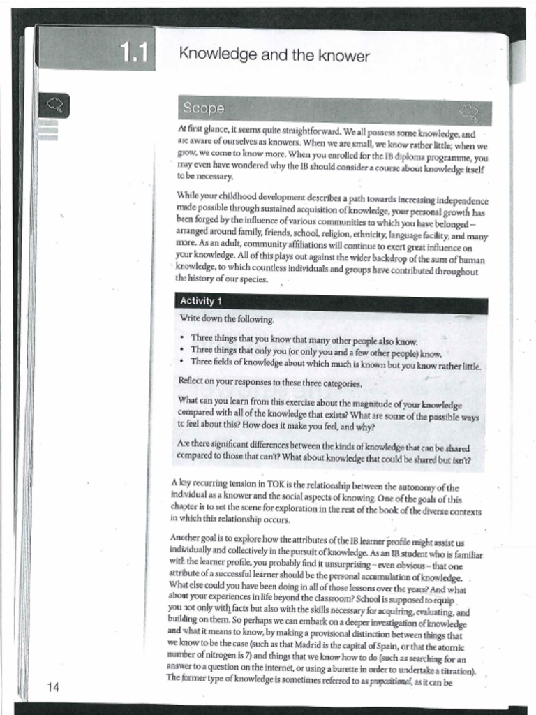 Knowledge and The Knower From 'Theory of Knowledge For The IB Diploma ...