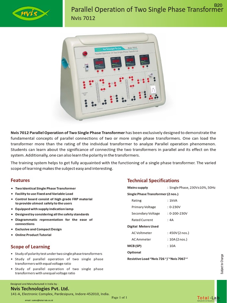 B20. Nvis - 7012 | PDF | Transformer | Voltage