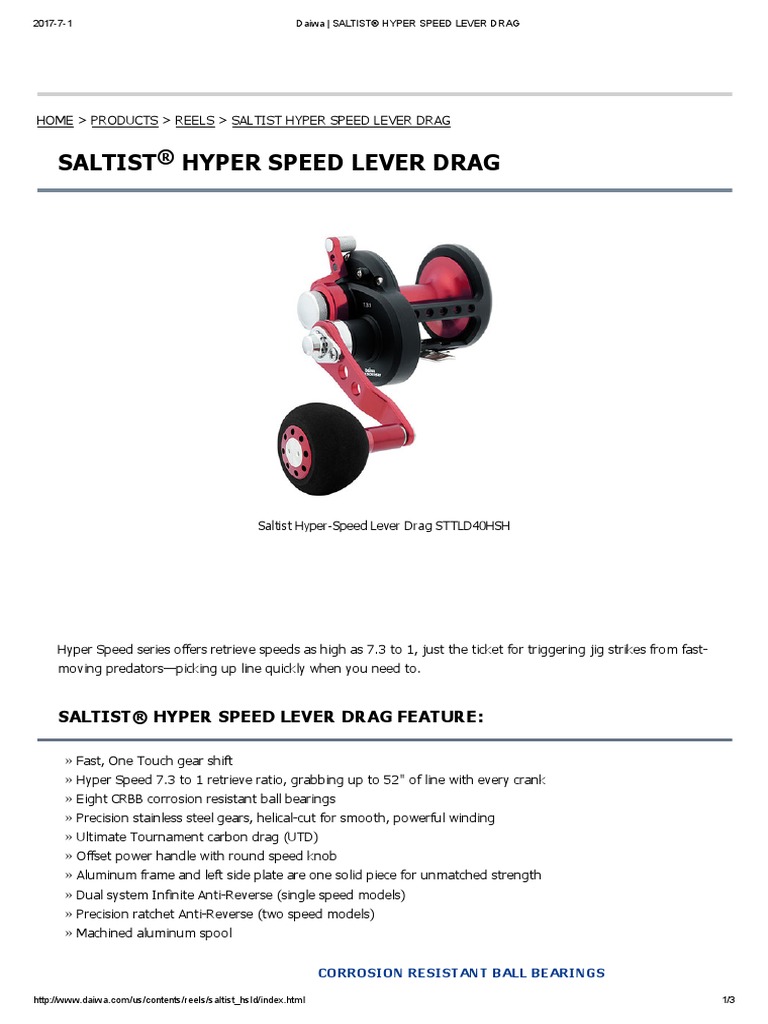 Daiwa - SALTIST® HYPER SPEED LEVER DRAG PDF, PDF