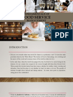 Fundamentals of Food Service Management Introduction