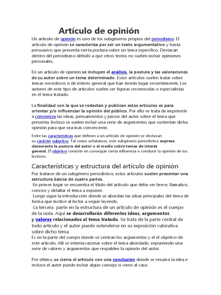 Estructura y características del artículo de opinión | PDF