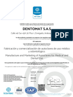 Certificado Iso 13485 Dentomat Sas 2 PDF