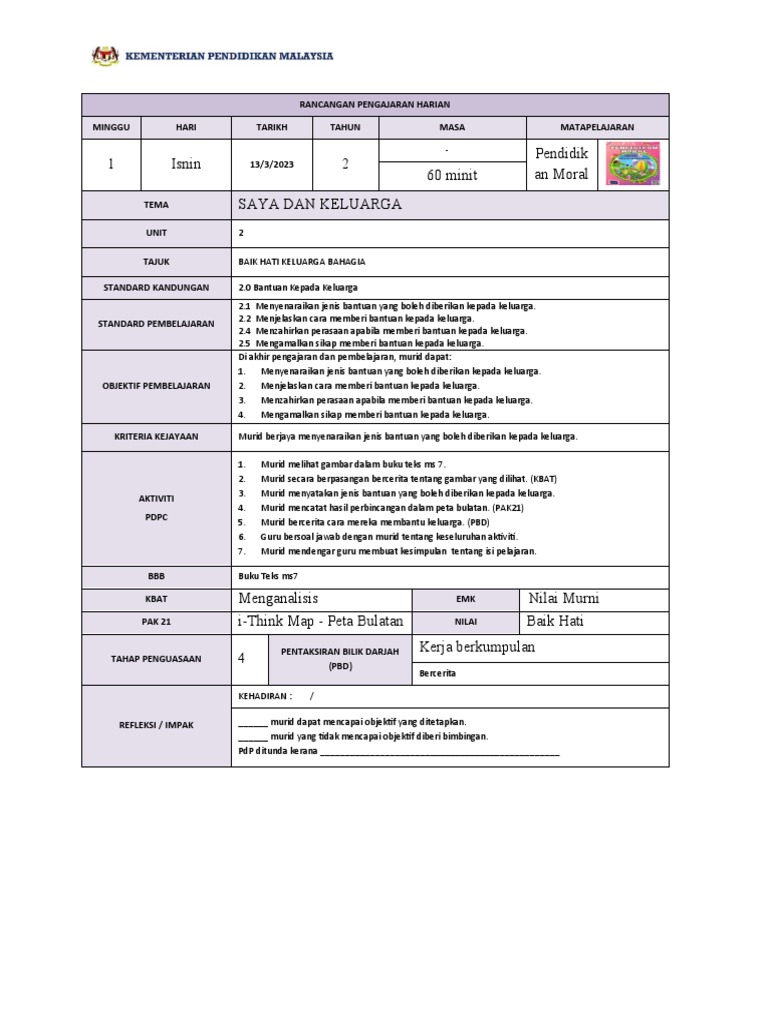 RPH P.Moral Tahun 2 Unit 2 | PDF