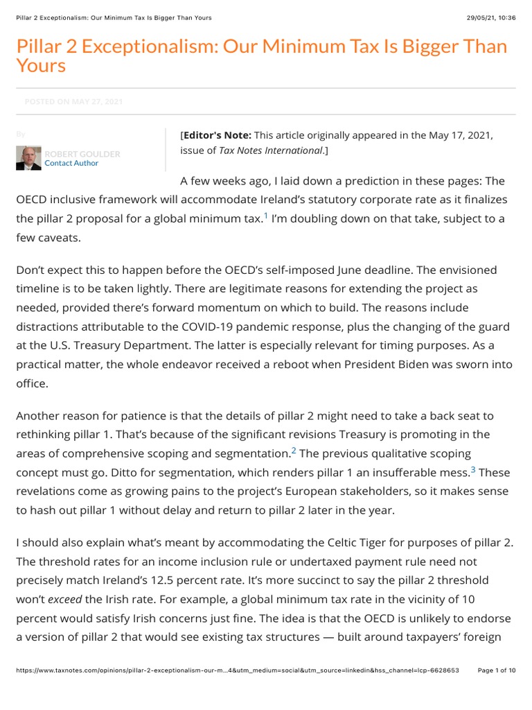Pillar 2 Exceptionalism Our Minimum Tax Is Bigger Than Yours PDF