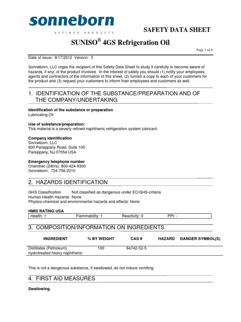 Suniso 4GS_MSDS.pdf | PDF