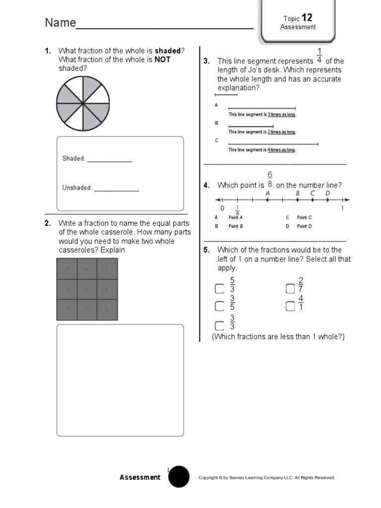 Fraction Assessment and Number Line Analysis | PDF