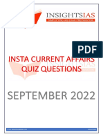 INSTA September 2022 Current Affairs Quiz Questions