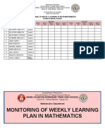 MRTHS Monitoring of Weekly Learning Plan
