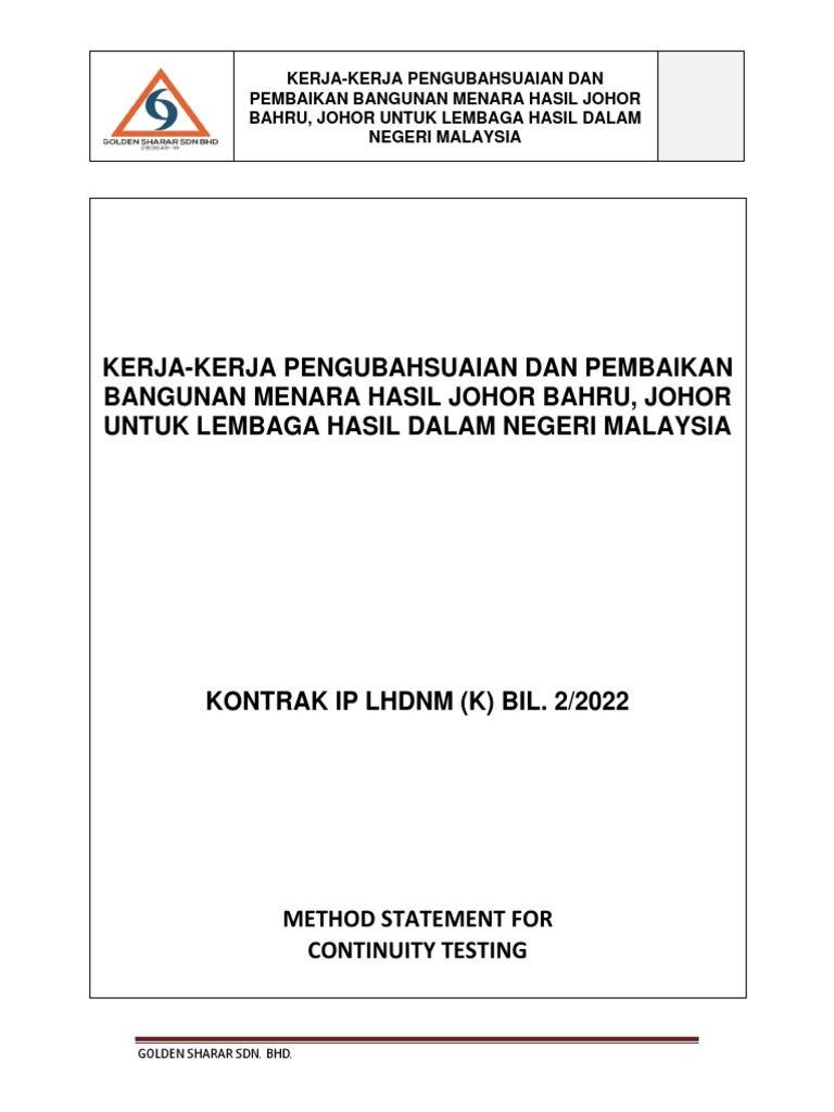 MS For Continuity Testing PDF | PDF | Safety | Occupational Safety And ...