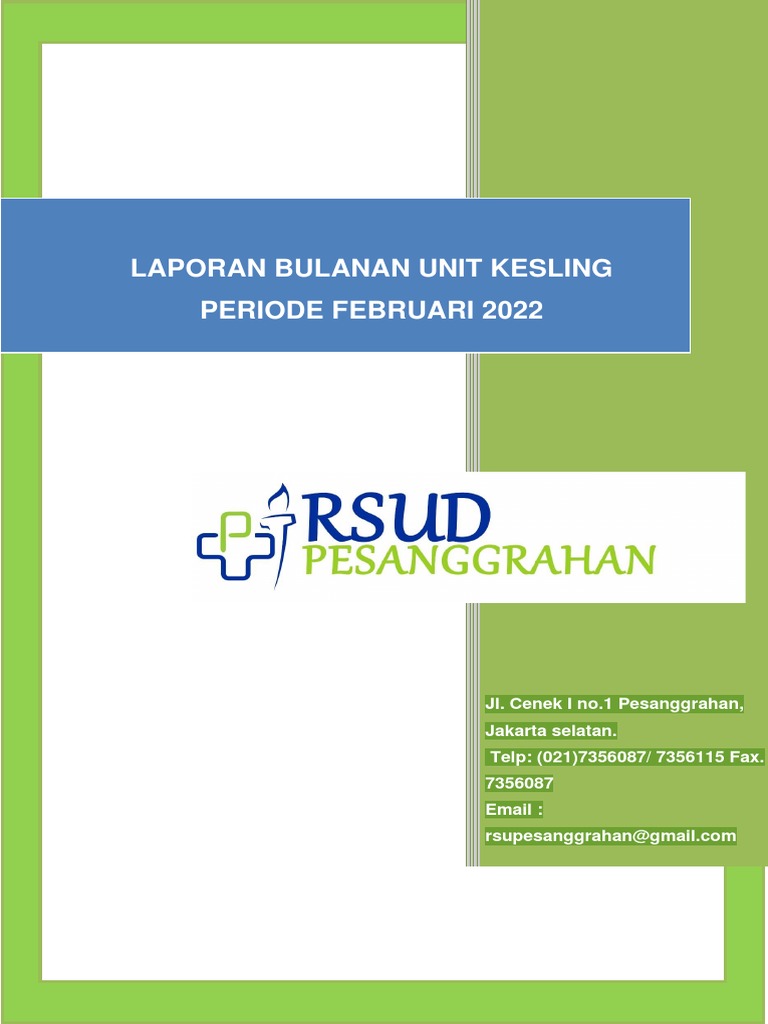 Laporan Kesling RSUD Pesanggrahan Feb 2022 | PDF