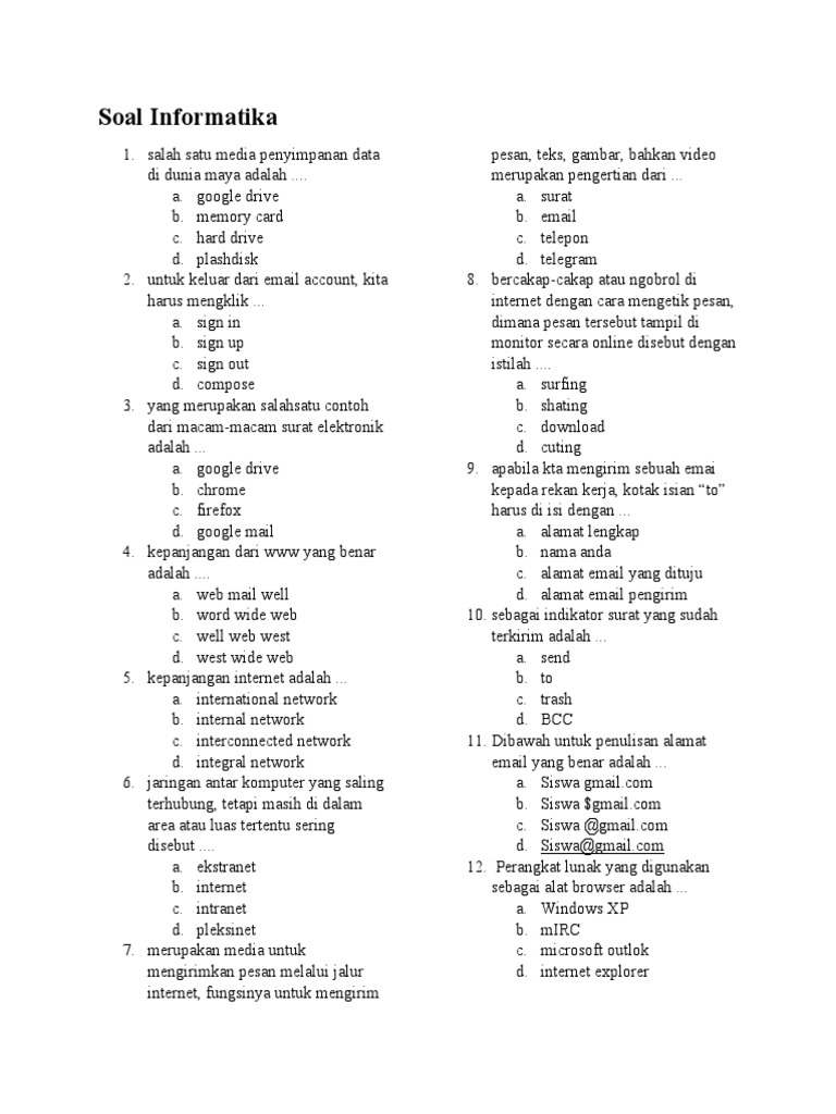 Soal informatika kelas 9 pdf