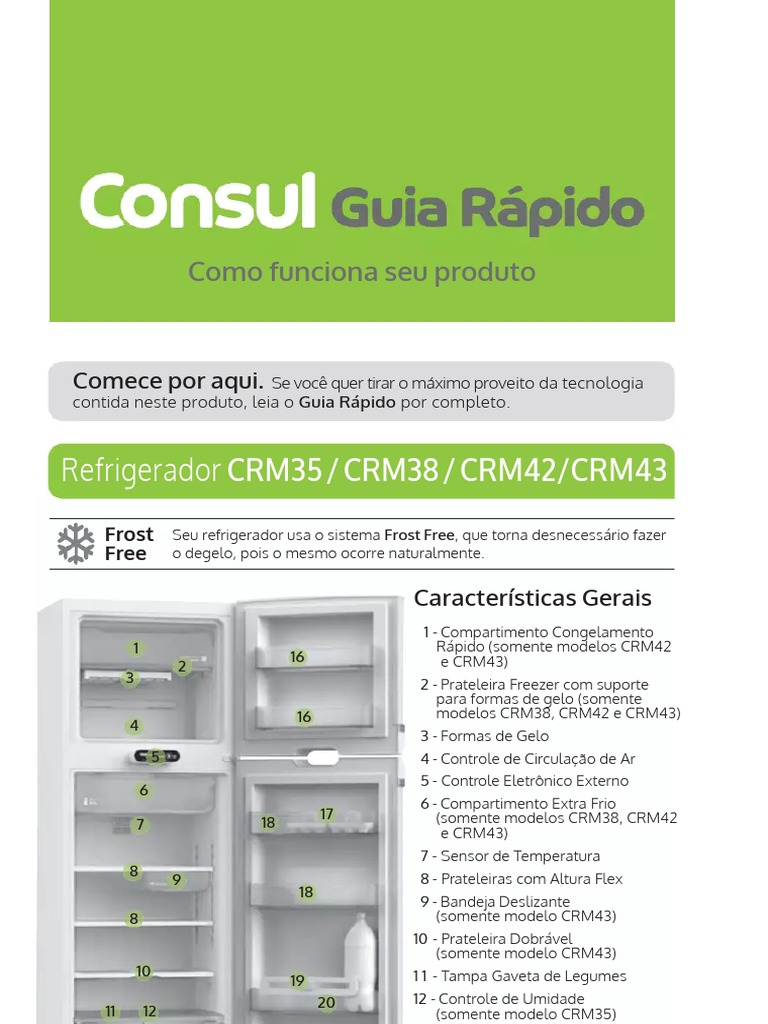 Manual da Geladeira Consul CRM35-43 | PDF | Geladeira | Física Aplicada ...
