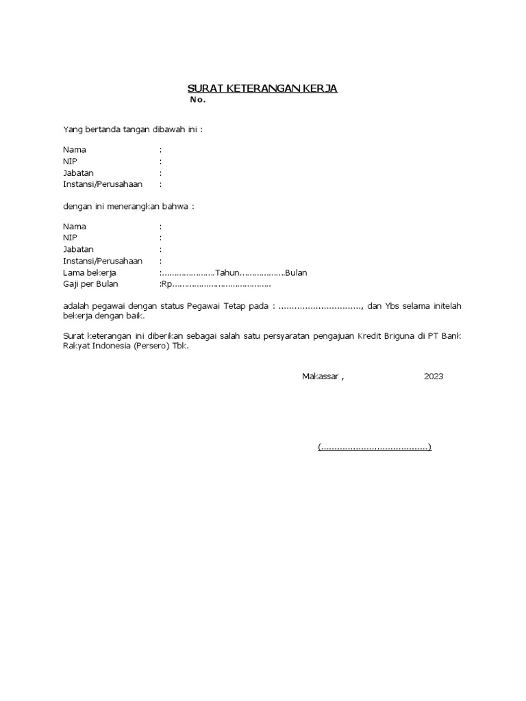 KETERANGAN KERJA | PDF