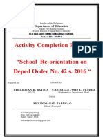 Re-Orientation On Deped Order No. 146 S. 2016