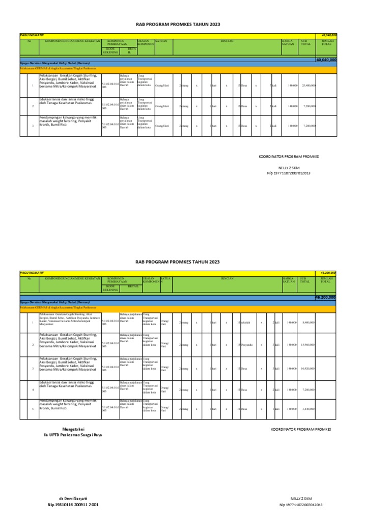 RAB Program Promkes 2023 dan Pagu Indikatif | PDF