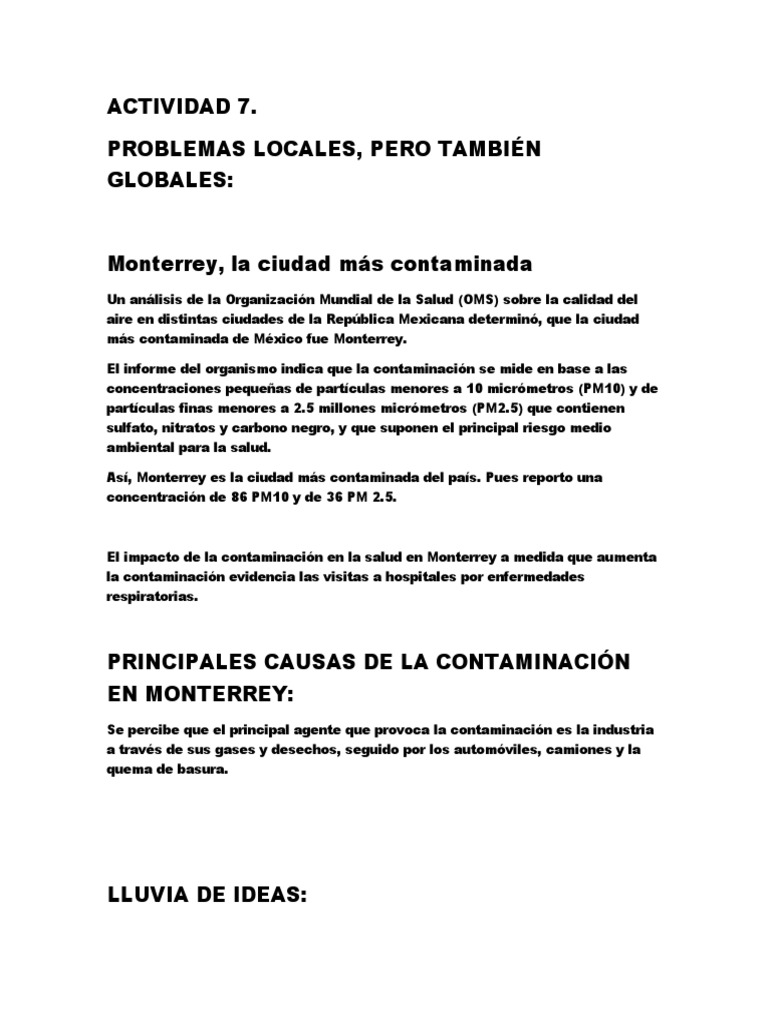 Empatia Actividad 7 PROBLEMAS LOCALES PERO TAMBIÉN GLOBALES 1 | PDF