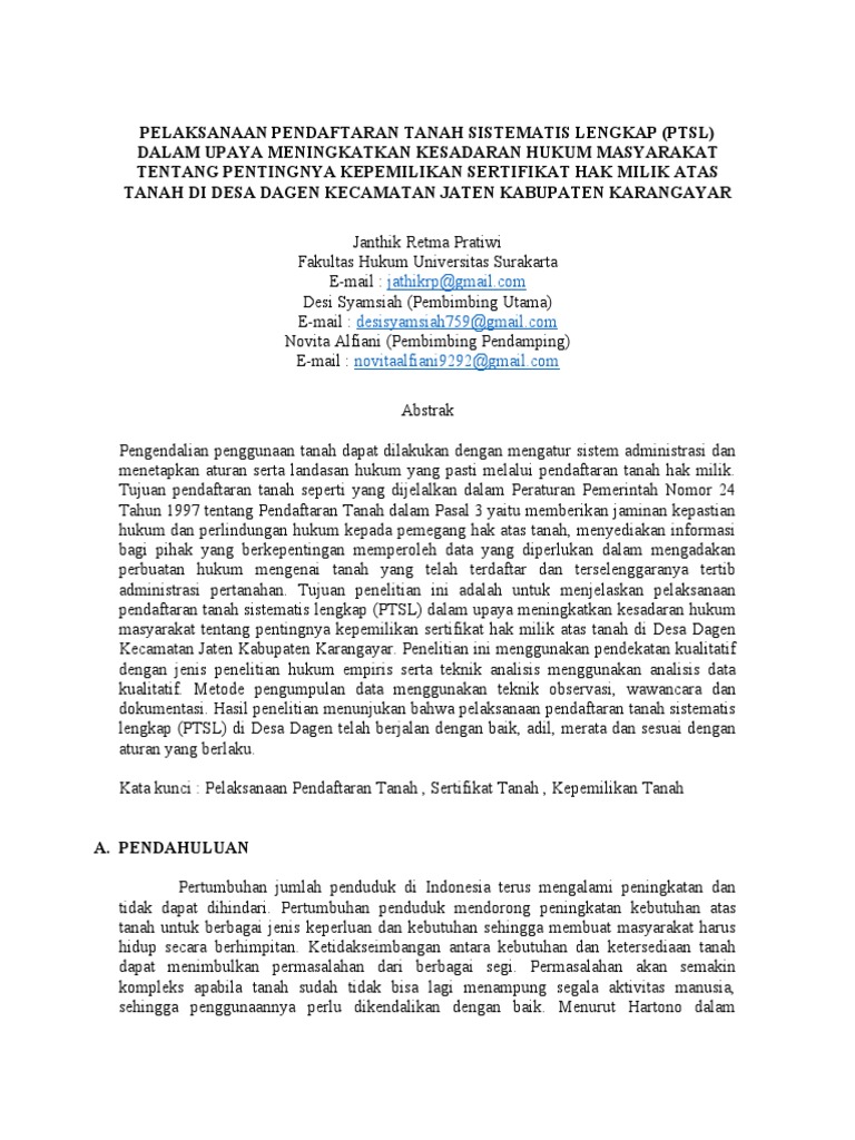 Pendaftaran Tanah Sistematis Lengkap (PTSL) | PDF