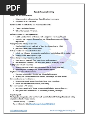 Task 2 Common Task Assignment (Resume Building)