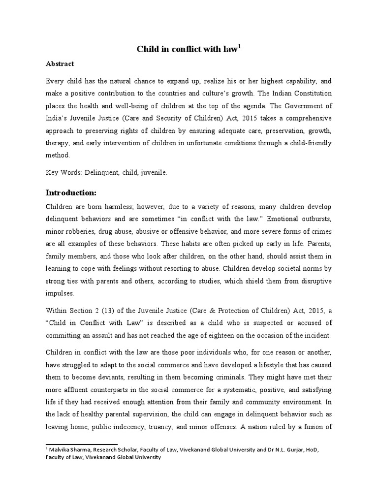 Malvika Sharma Child in Conflict With Law | PDF