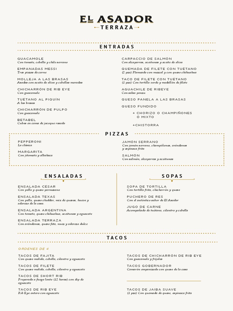 Menú de El Asador Terraza | PDF