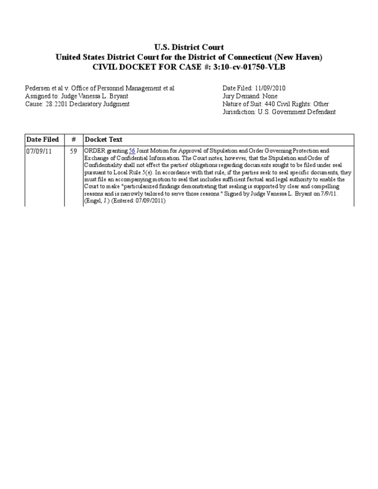 Pedersen v. OPM Case Docket Summary | PDF