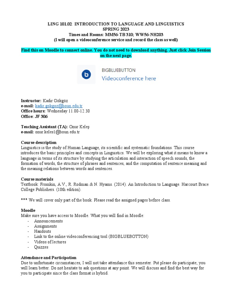 Introduction to Linguistics Course 2023 | PDF