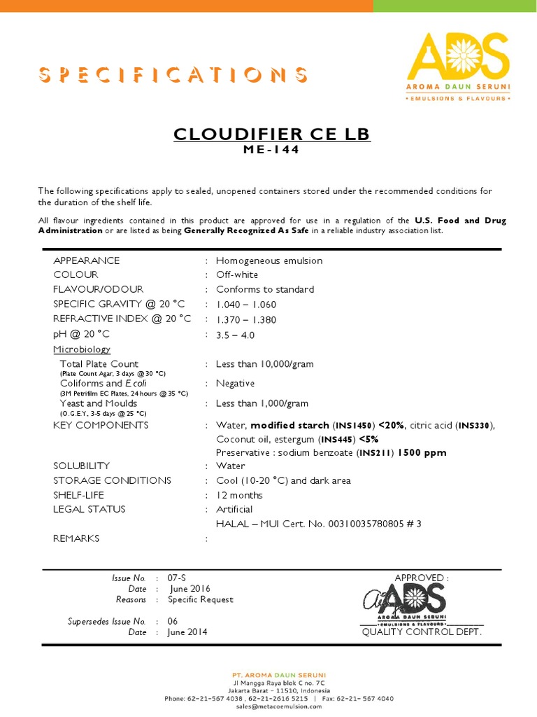 Cloudifier Specifications and Ingredients | PDF