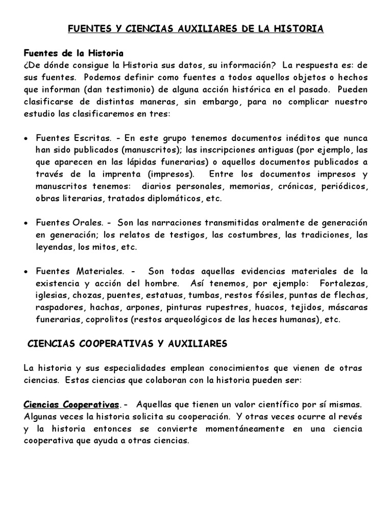 Fuentes de la Historia y su Clasificación | PDF
