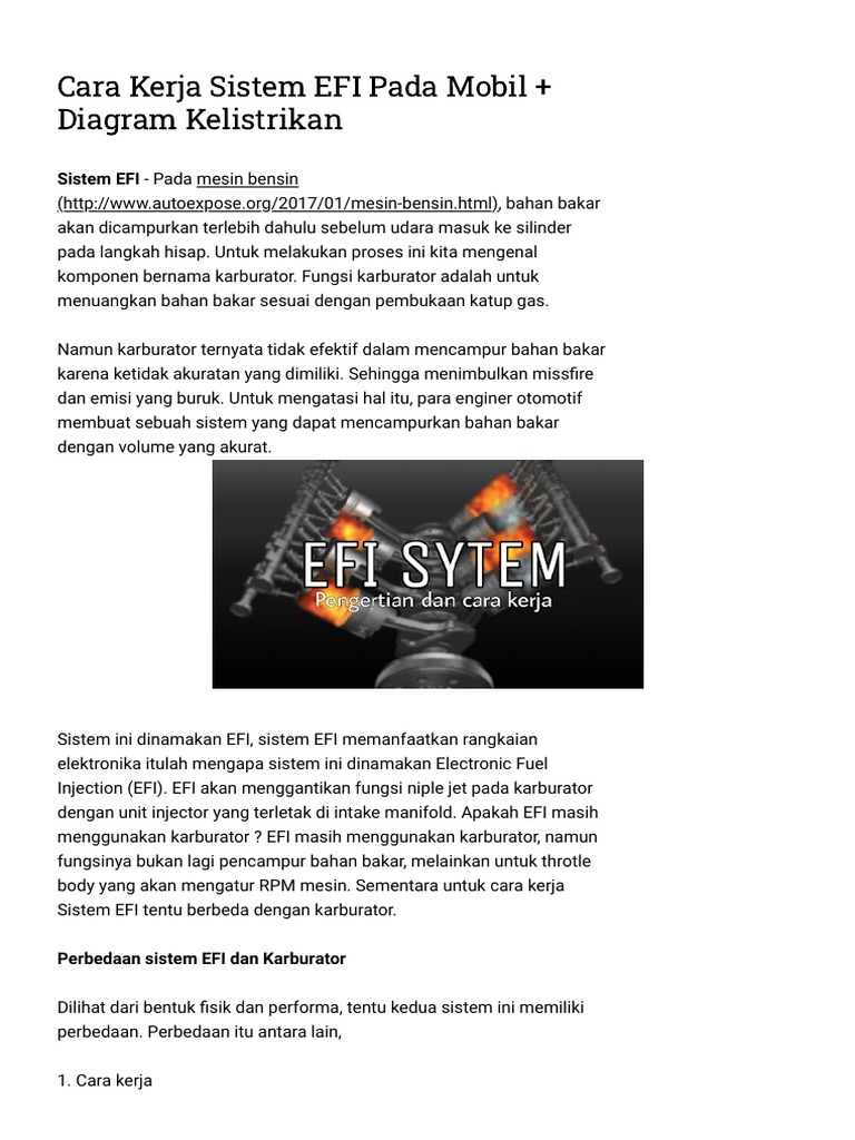 Cara Kerja Sistem EFI Pada Mobil + Diagram Kelistrikan - AutoExp | PDF