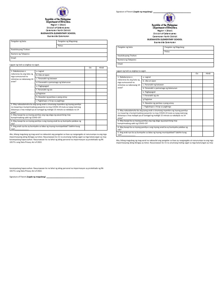 Health Declaration Form | PDF