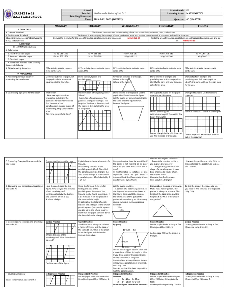 DLL - Mathematics 4 - Q4 - W2 | PDF