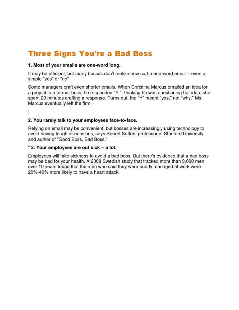 Signs of a Bad Boss | PDF