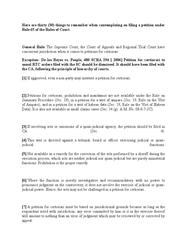 SCA - CPM Under Rule 65 | PDF