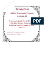 Invitation For Orientation Program For 2020-21 PDF