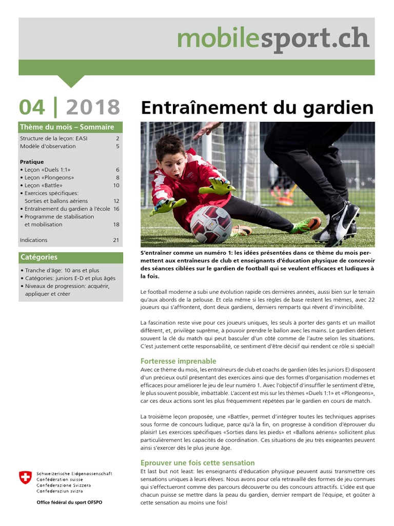 Entrainement Gardien Football PDF | PDF