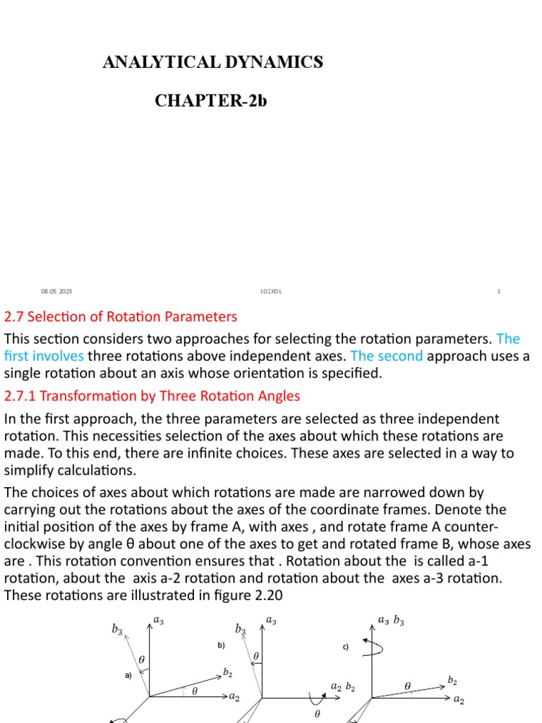 ANALYTİCAL DYNAMİCS CHAPTER - 2b | PDF