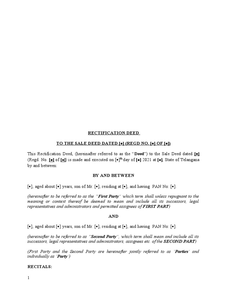 Rectification Deed for Sale Agreement | PDF