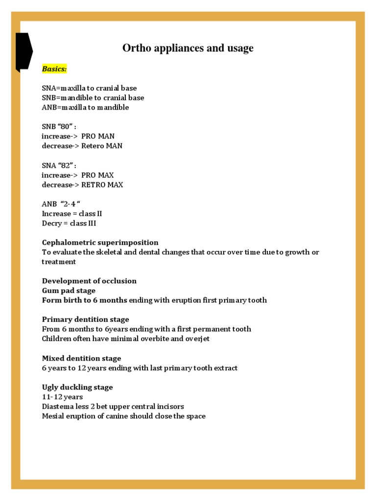 Orthodontics Appliances and Usage PDF PDF