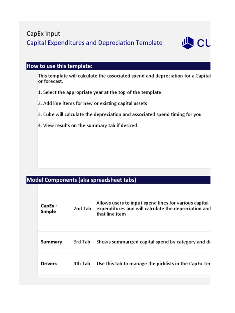 Cube - CapEx Template-1 | PDF