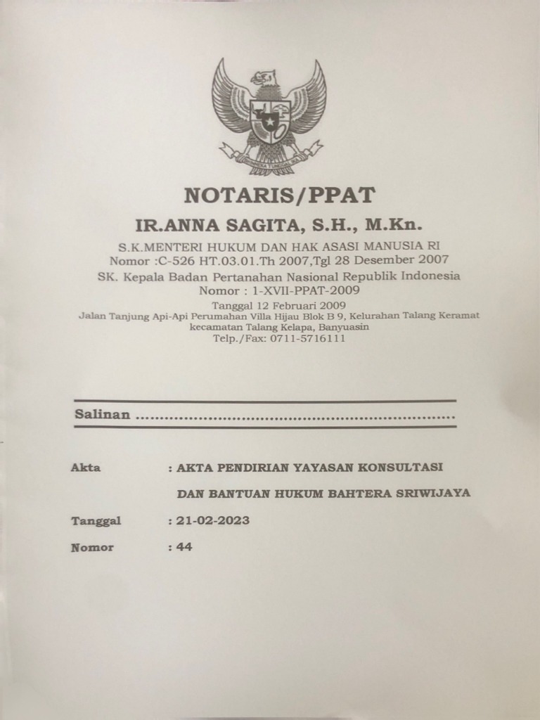 Pendirian Yayasan PDF | PDF