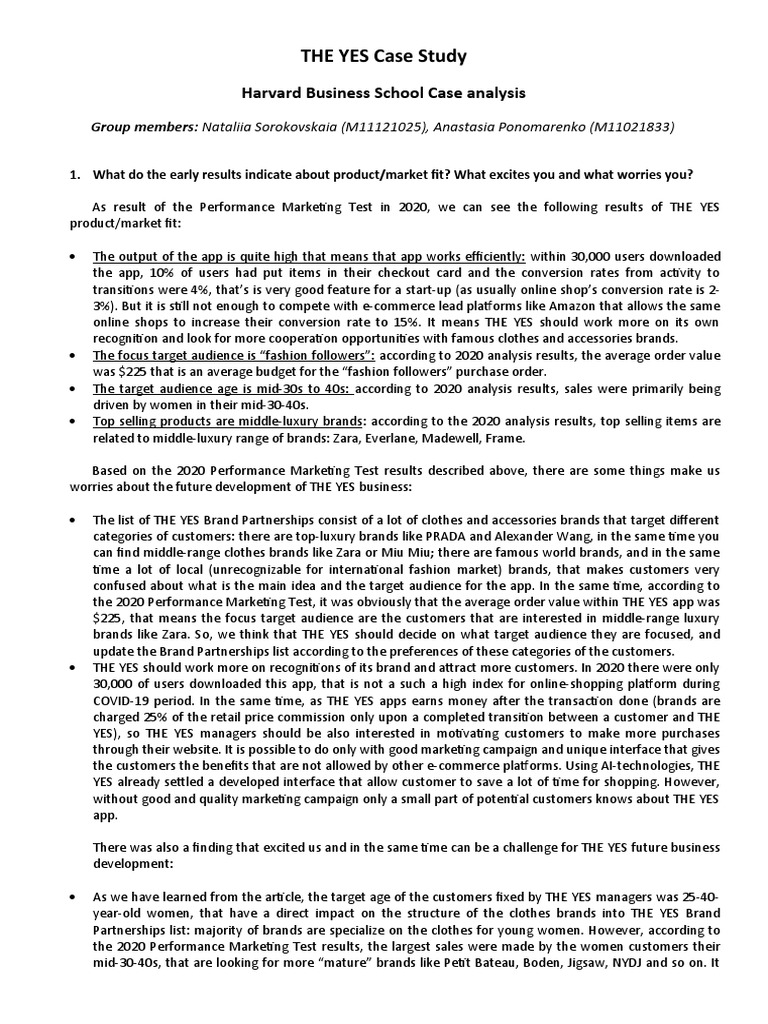 The YES: E-Commerce AI Case Study | PDF