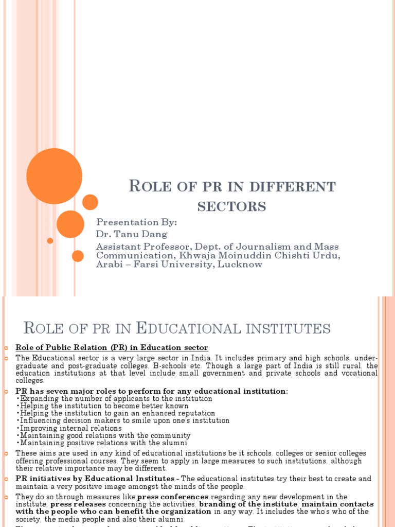 Role Of Pr In Different Sectors Pdf Pdf