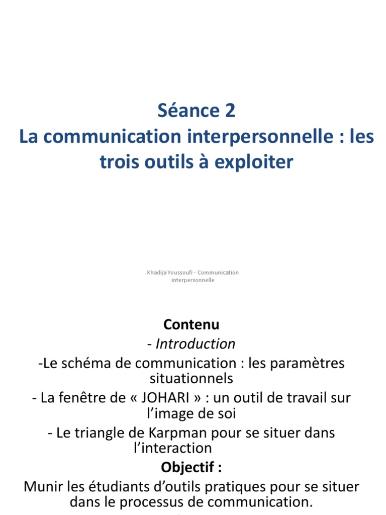 Outils de communication interpersonnelle | PDF | la communication ...