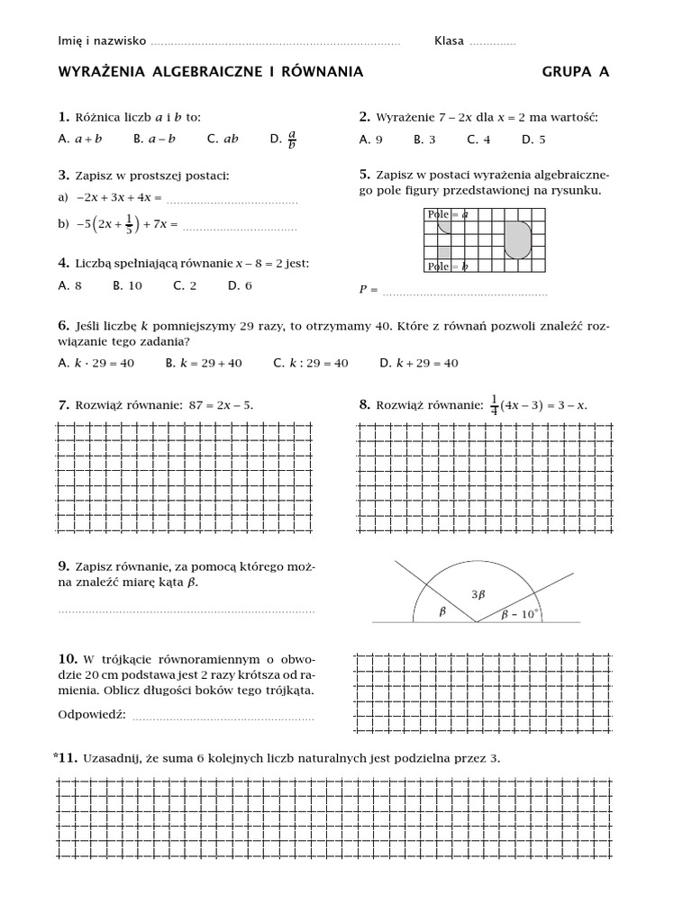 Wyrażenia Algebraiczne Kl 6 Wyrazenia Algebraiczne I Rownania kl.6 PDF | PDF