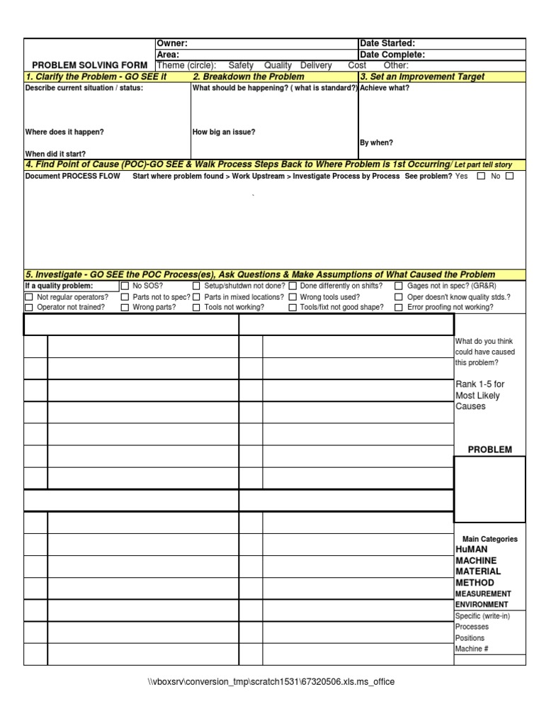 Problem Solving Form - Blank | PDF
